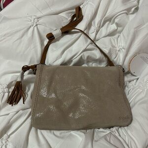 The Sak Shimmering Beige Crossbody Bag